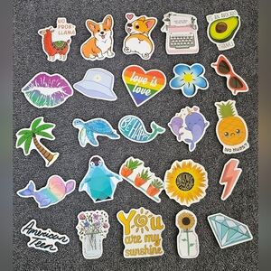 Colorful Sticker Set with Various Designs,Sticker set, corgi,  beach, flower, 25